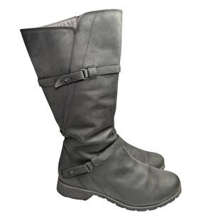 Teva De La Vina Black Waterproof Leather Knee High Riding Boots Womens 11